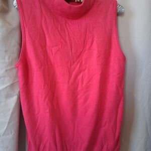 Vibrant Pink Sleeveless Turtleneck Top